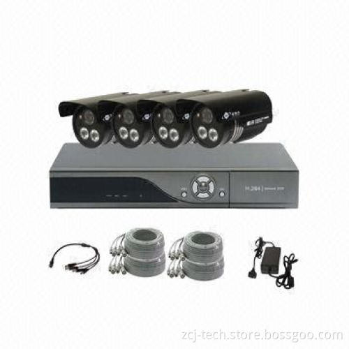 Security System with 4-Channel H364 DVR and High-Resolution Camera, 0.45 Gamma Correction